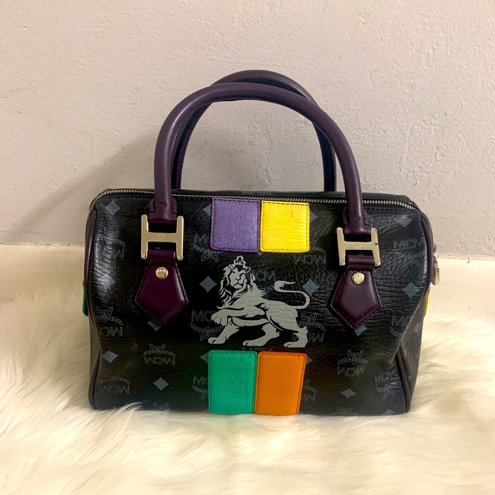 Authentic MCM purple and black satchel